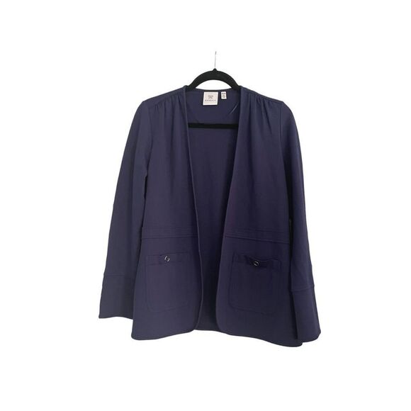 Rafaella OPEN FRONT‎ SNAP DETAIL BLAZER SUIT JACKET NAVY BLUE  M PETITE - Picture 1 of 5